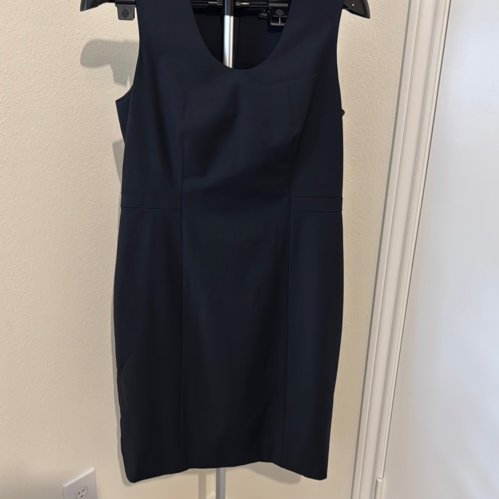 Ann Taylor Petite Navy Wool Blend Sleeveless Dress